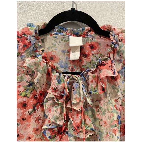 H&M Floral Long Sleeved Sheer Mini Dress - Picture 3 of 7